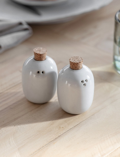 Sale - Ceramic Salt & Pepper Shakers With Cork Stopper Lid Warm White Rustic Kitchen Storage Pantry