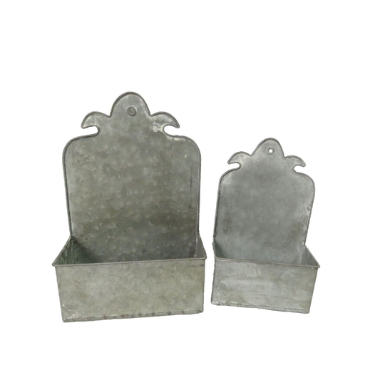 Vintage Style Handmade Plain Metal Planter Set Of Two