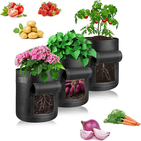 Grow Bag Grow Bags, Breathable Indoor Plant Bags, Practical and Durable Plant Bag Jjardin Plant Bag 12 Gallons 10 Gallons (12 Gallons, 3 Packs of