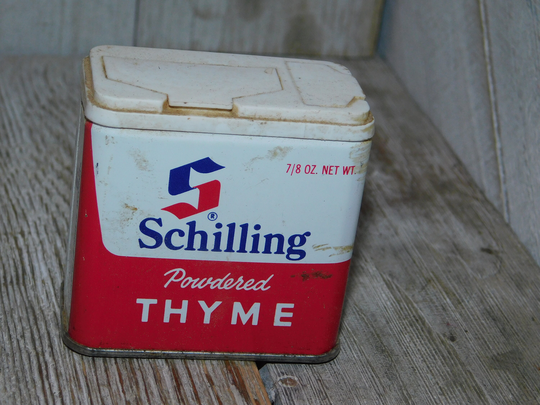 Vintage Schillings Ground Sage Tin Can Seasoning, Empty Can, Vtg Spice Kitchen, Daysgonebytreasures D