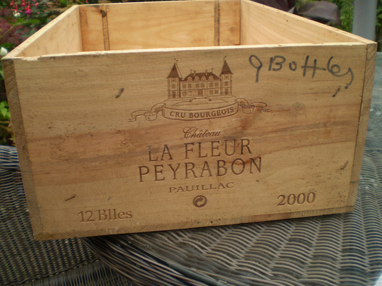 Vintage French Timber Wine Box From The Year 2000, Storage Or Display Garden Plants, Chateau La Fluer Peyrabon
