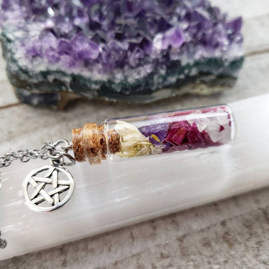 Travel Protection Necklace - Intention Jewelry Charm Travel Vial Safe
