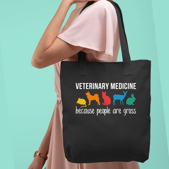 Veterinary Medicine Because People Are Gross Cotton Tote Bag, Shoulder Canvas, Custom, Shopping, Beach, Grocery