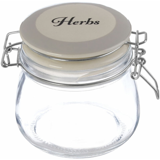 Glass Herbs Storage Jar Transparent Glass Jars For Spices / Herb Airtight Jar With Ceramic Lid Clip Lock Vintage Style 11 x 11 x 11 - Premier