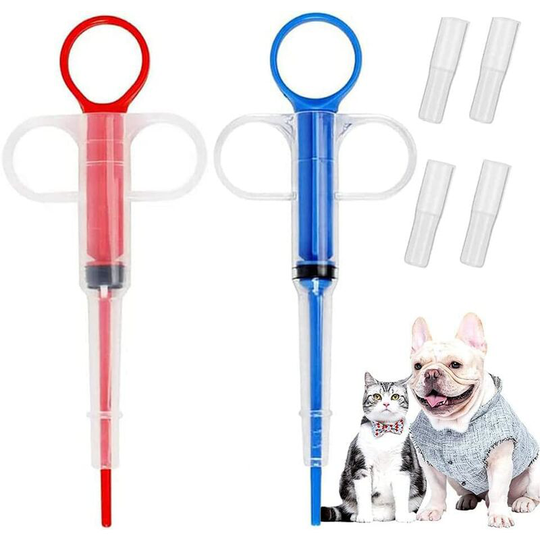 2 pcs Pet Medicine Dispenser, Pet Dog Cat Pill Syringe Pill Feeder, Reusable Silicone Medicine Feeders Syringe Pill Pusher Syringe for Cat Dog