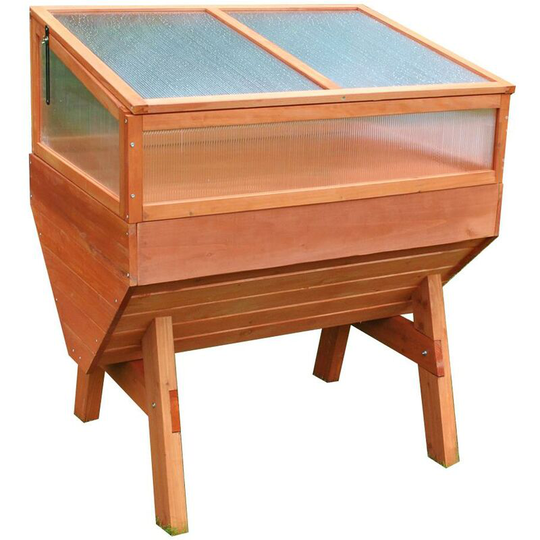 Selections - Veg-Trough Medium Wooden Raised Vegetable Bed Planter with Polycarbonate Cold Frame
