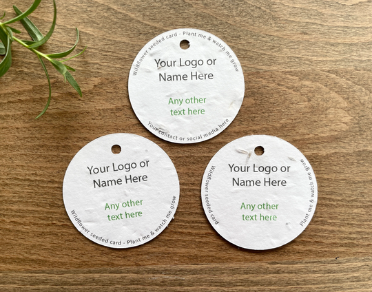 Round Wildflower Seed Tags, Custom Printed - C. 280Gsm, Made in England