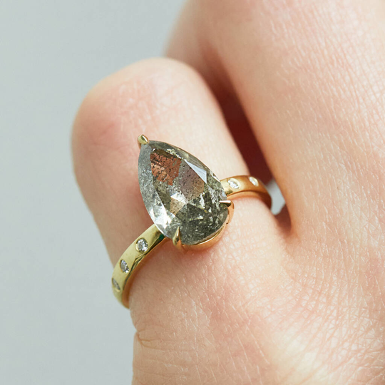Pear Salt And Pepper Diamond Engagement Ring, 18ct Gold, Gold
