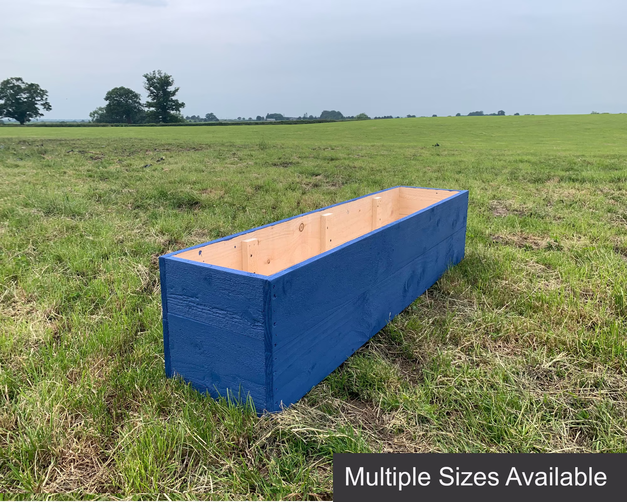 Large Wooden Garden Planter/Raised Bed | 100 - 165 cm Long Cuprinol Barleywood Blue Delivered Fully Assembled. Fast&free Delivery