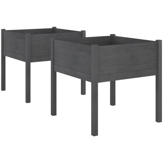 Vidaxl - Garden Planters 2 pcs Grey 70x70x70 cm Solid Pinewood Grey