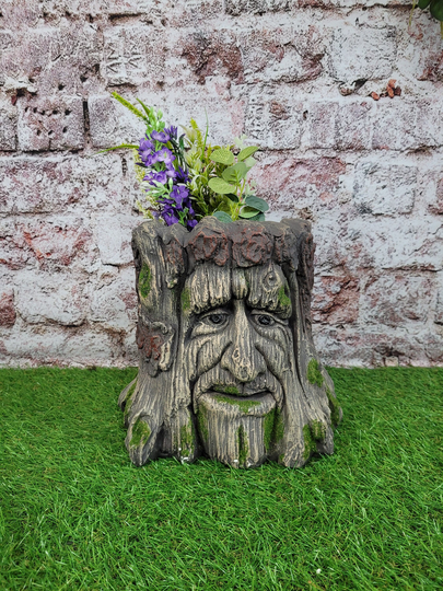 Enchanted Tree Man Stump Garden Planter Novelty Plant Pot Face Fairy