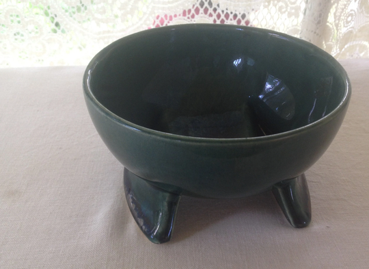 Weird Alien Round Pottery Planter Spruce Green Vase 1960S Mid Century Vintage Storage Or Organizer