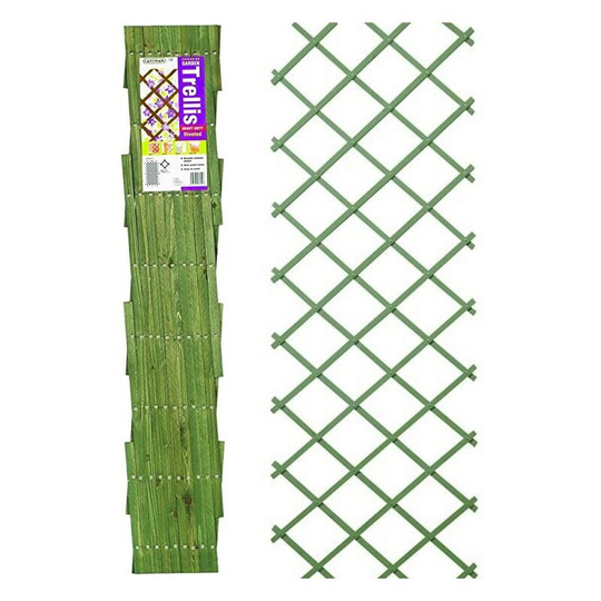 07249 1.8m x 0.3m Expanding Riveted Green Trellis Screen Garden Plant - Gardman
