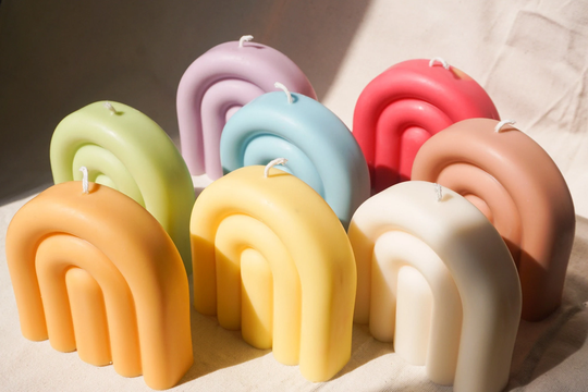 Arch Candle, Decorative Candles, Aesthetic Home Decor, Pastel Colors, Soy Wax Rainbow Colors, Bright Colored Candles, Scented Candle