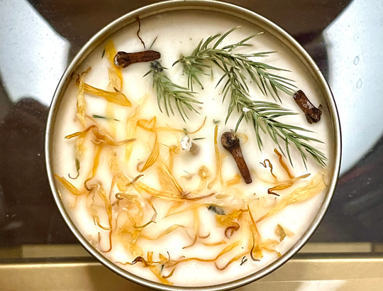 Frosted Juniper Candle, Scented Soy Candle Tin, Herb & Flower Botanical Candles, All-Natural Home Fragrance, Housewarming Gift