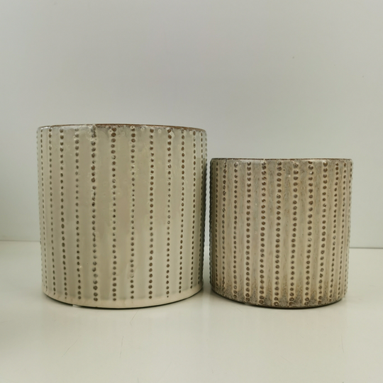 Beige Top Down Beads - Gloss Glazed Ceramic Indoor Planter/Plant Pot 2 Sizes