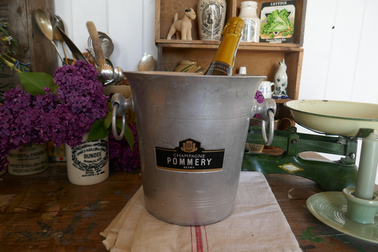 French Vintage Champagne Bucket - Pommery Bucket Ice Bar Cart Decor