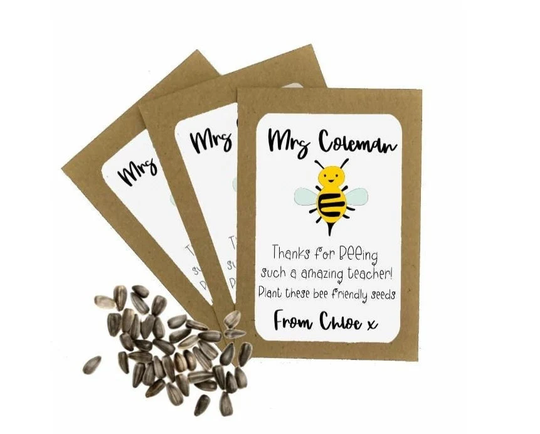 Personalised Teacher Thank You Seed Packets Envelopes With Seeds | End Of Term Gift Teaching Assistant Sunflower