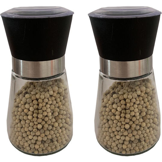 Salt and Pepper Grinder Set - Adjustable Spice Ceramic Grinders Mill Shaker for Kitchen Table 2PCS black