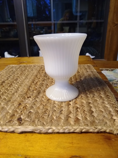Vintage E. O. Brody White Milk Glass Footed Planter Ribbed