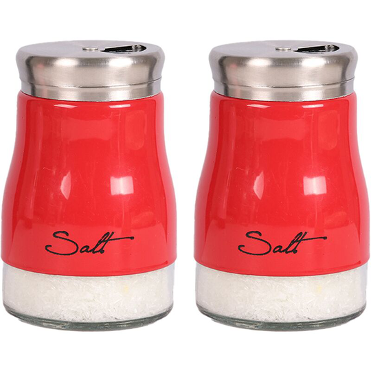 Salt And Pepper Shakers Set, Kitchen Decor, Glass Salt And Pepper Shakers Set, Cute Salt Shaker red