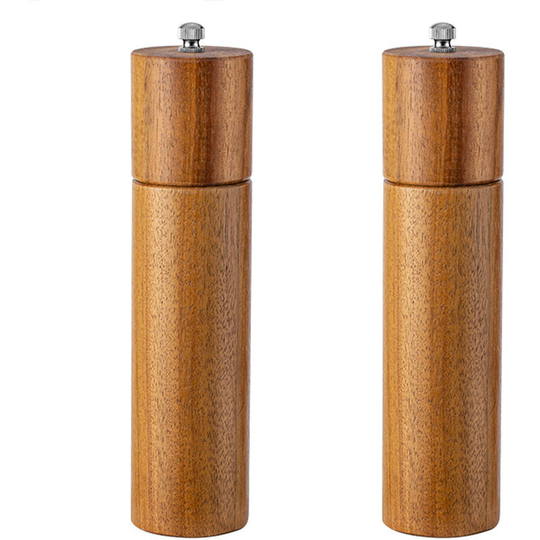 Wooden Salt and Pepper Grinder Set - Acacia Wood Pepper Mill & Salt Grinder with Adjustable Coarseness 8 inch color box two