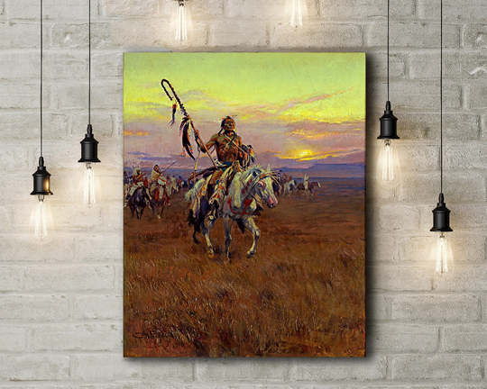 Premium Canvas Art Print Of Charles Marion Russell Medicine Man
