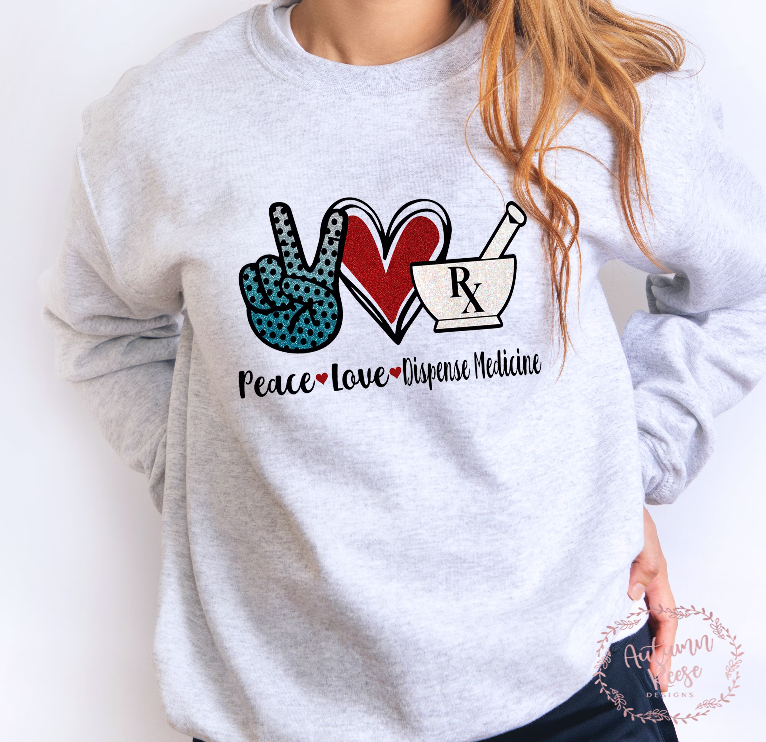 Peace Love Disburse Medicine Pharmacist Pharmacy Tech Front Design Comfort Color Tee