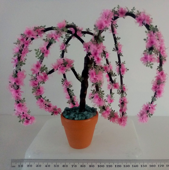 Pink Weeping Cherry Tree, Miniature Ooak, Dolls House Fairy Garden, Plants, 1 12Th Scale, Doll Tree