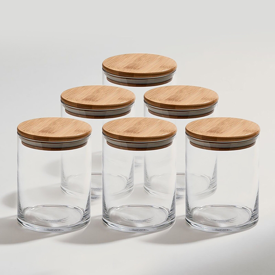 Set Of Six | Michin 32Oz Glass Jars With Airtight Bamboo Seal Lid Active