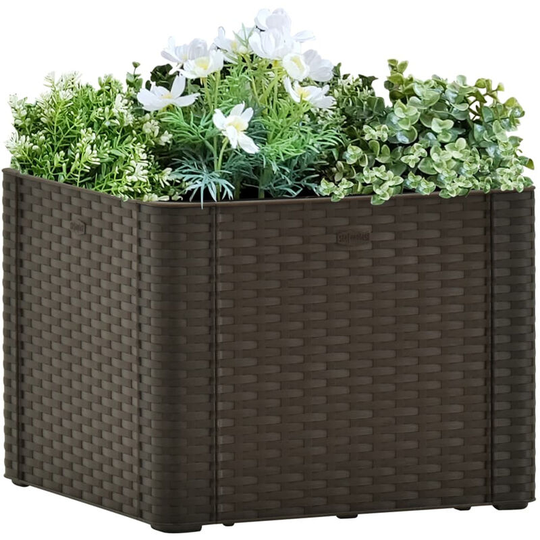 Asupermall - Garden Raised Bed with Self Watering System Mocha 43x43x33 cm