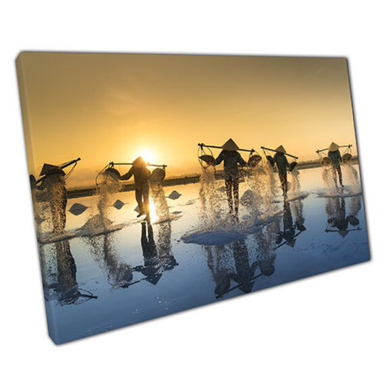 Print On Canvas Vietnam Salt Harvesting Ready To Hang Wall Art Picture For Home Office Decor