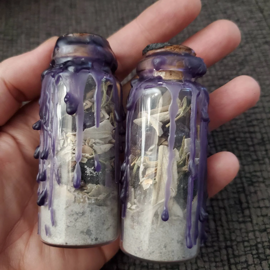 Crystal Protection Spell Bottle | Charm Ritual Jar Herbal