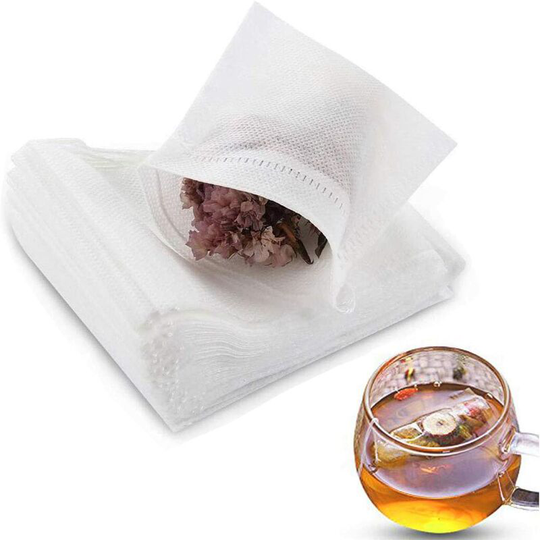 Sun Flowergb - 200 Pack Disposable Tea Bags for Loose Tea, Empty Tea Bags for Loose Tea with Drawstring, Natural Tea Filter Bags for Loose Tea (3.54