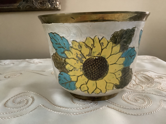 Brass Plant Holder, Brass Flower Planter, Sunflower Planter