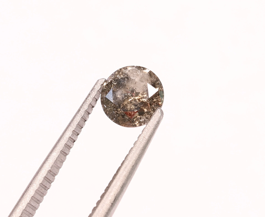0.55 Ct Salt & Pepper 5.20 X 3.20 Mm Round Shape Diamond Natural Loose Beautiful Grey Cut For Engagement Wedding Ring, V1