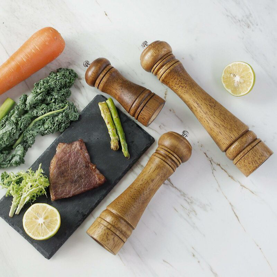 Wooden Pepper Grinder,solid Wood Manual Spice Pepper Mill Salt-8 Inch