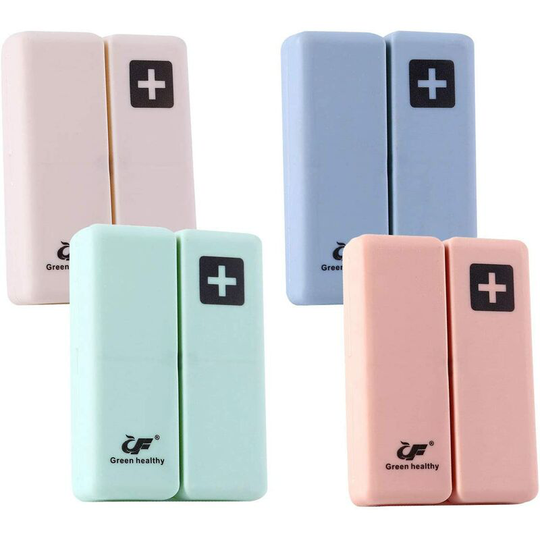 Perle Rare - 4pcs Portable Plastic Pill Box Pill Organizer with 7 Compartments and Outdoor Waterproof Pill Lid for Vitamins Oils Fish Gresunny
