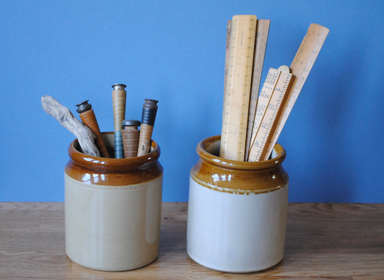 Medium Sized Farmhouse Style Salt Glazed Stoneware Jar, Ideal For Dried Flower Arrangements