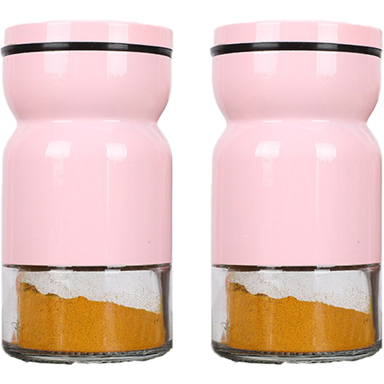 Stainless Steel Glass Seasoning Bottle Seasoning Jar Home Kitchen Cooking Bottle Pepper pink