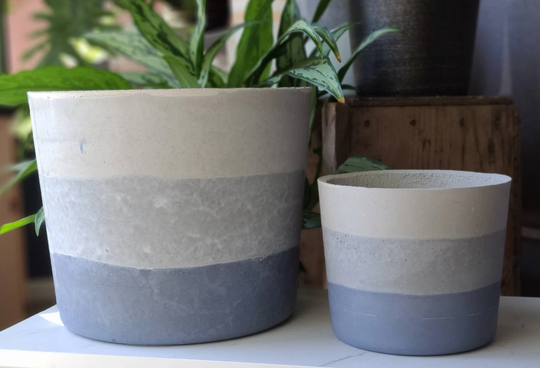 8 Inch Pot - Dark Blue Large Succulent House Plant Concrete Light Cylinder Cactus