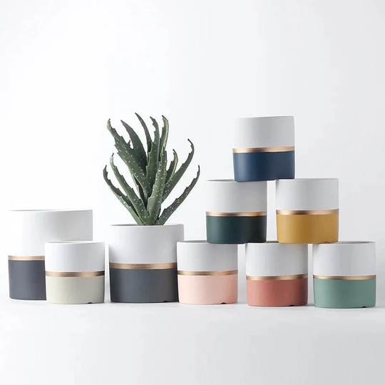 Minimalist Planter With Drainage | Pot Succulent Saucer Drip Tray 8 Colors 4 - 5.5 Inch