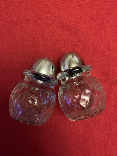 Clear Glass With Silver Tone Tops Salt & Pepper Shakers