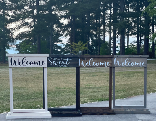 Welcome Planter Sign Hanging Basket Flower Rustic Farmhouse Front Porch Decor