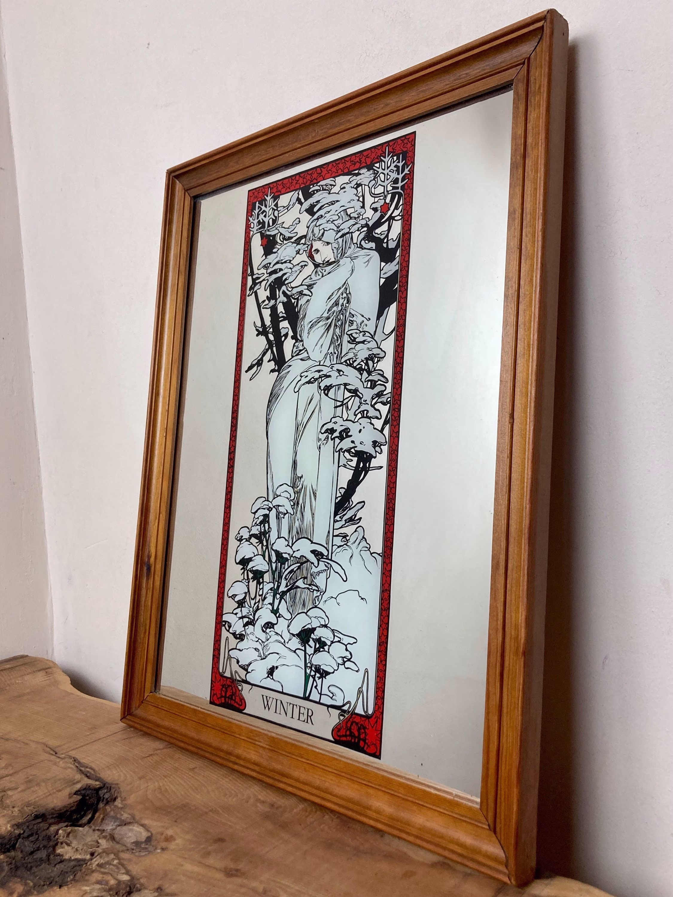 Mucha Winter Four Seasons Mirror Art Nouveau Artist Collectibles Piece