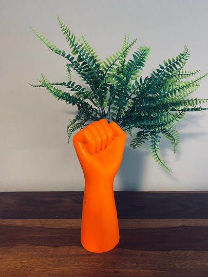 Peace Hand Vase Neon Orange