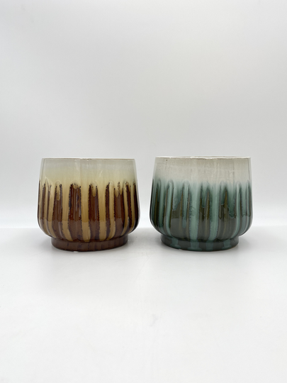 Alice Ocean Green, Caramel House Plant Pot, D18 cm, Interior Design, Indoor Pot, Ceramic, Handmade, Smooth Finish Unique Plant Pot