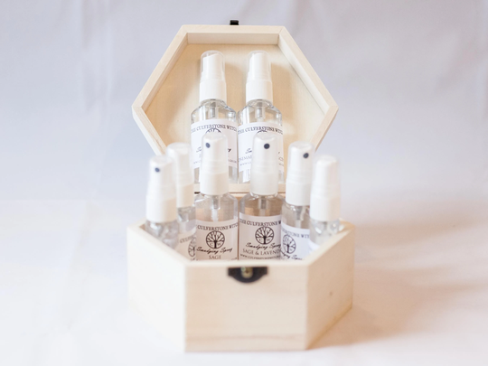 Chest Of 8 Smudging Sprays - Witchcraft Kit , Spell Kit, Starter Beginners Solitary, Wicca, Casting, Baby Witch, Apothecary Set
