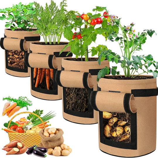 Potato Grow Bags Plant Grow Bags,10 Gal Tomato Grow Bags Breathable Fabric Vegetable Garden Growing Bag with Handles and Access Flap for