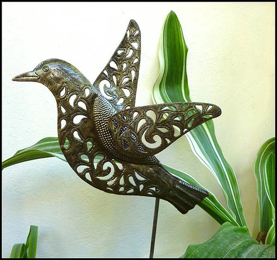 Metal Plant Stake, Metal Bird, Outdoor Art, Garden Plant Stick, Decor, 11" X 12